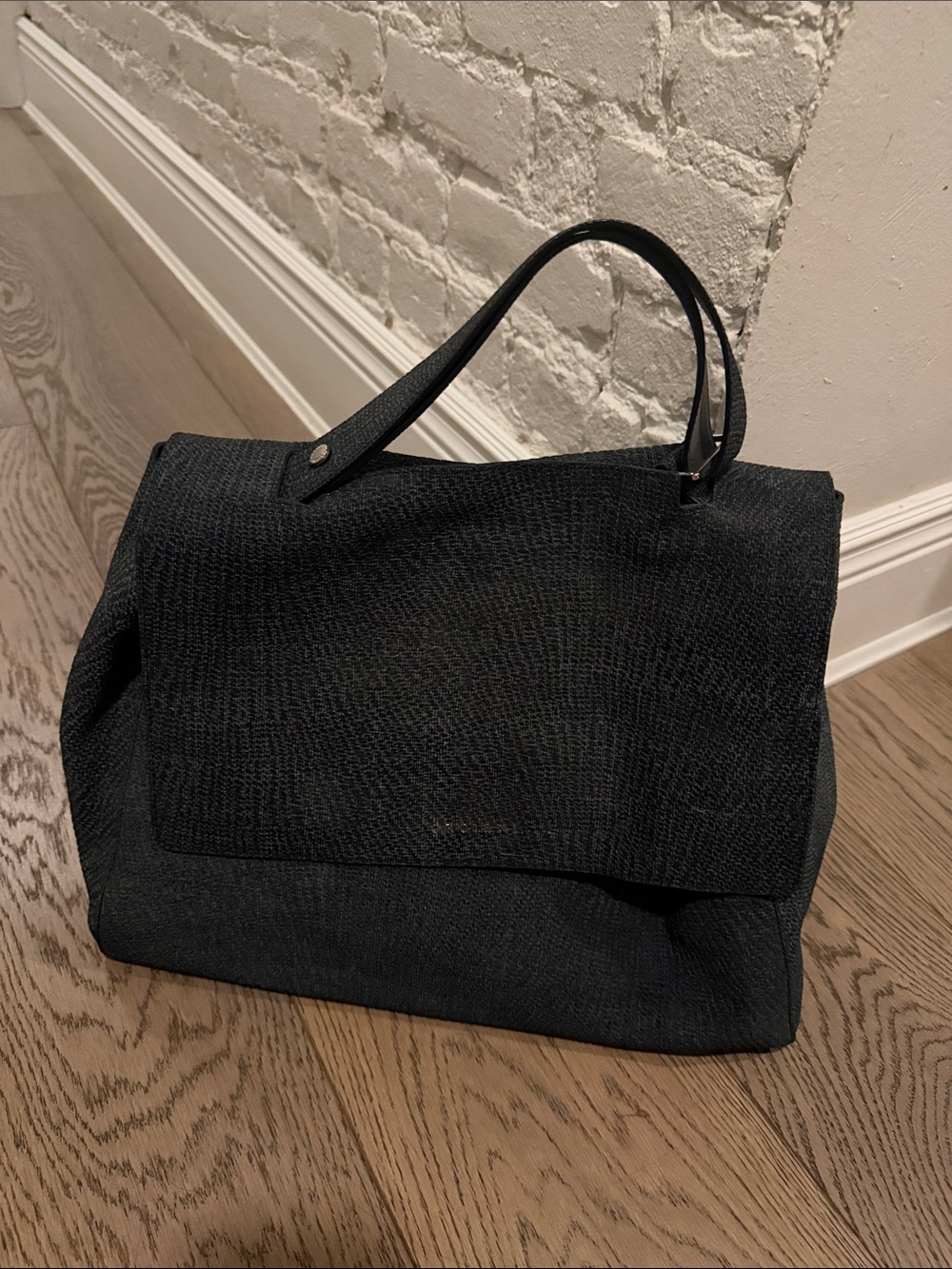Orciani Black Textured Shoulder Bag